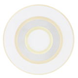 Runde Deckenleuchte MARU in Draufsicht mit konzentrischen Kreisen in Weiß und Silber.