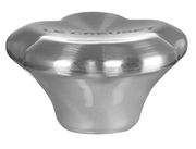 Edelstahl-Deckelknauf in Blumenform, seitliche Perspektive