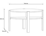 Runder Couchtisch mit zwei Ebenen, 74,4 cm Durchmesser, 45,5 cm Höhe, seitliche Perspektive