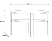 Ronde salontafel met twee niveaus, diameter 74,4 cm, hoogte 45,5 cm, zijaanzicht