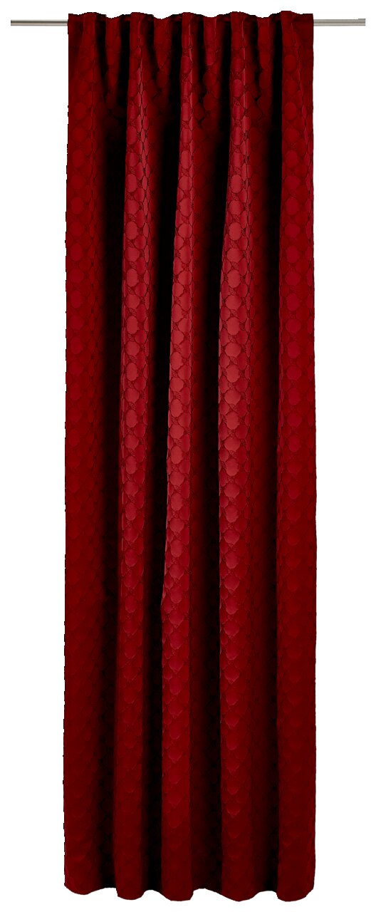 Roter Dekoschal mit elegantem Muster, frontal aufgenommen