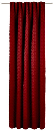 Roter Dekoschal mit elegantem Muster, frontal aufgenommen