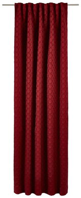 Roter Dekoschal mit elegantem Muster, frontal aufgenommen