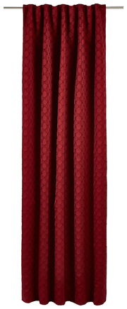 Roter Dekoschal mit elegantem Muster, frontal aufgenommen