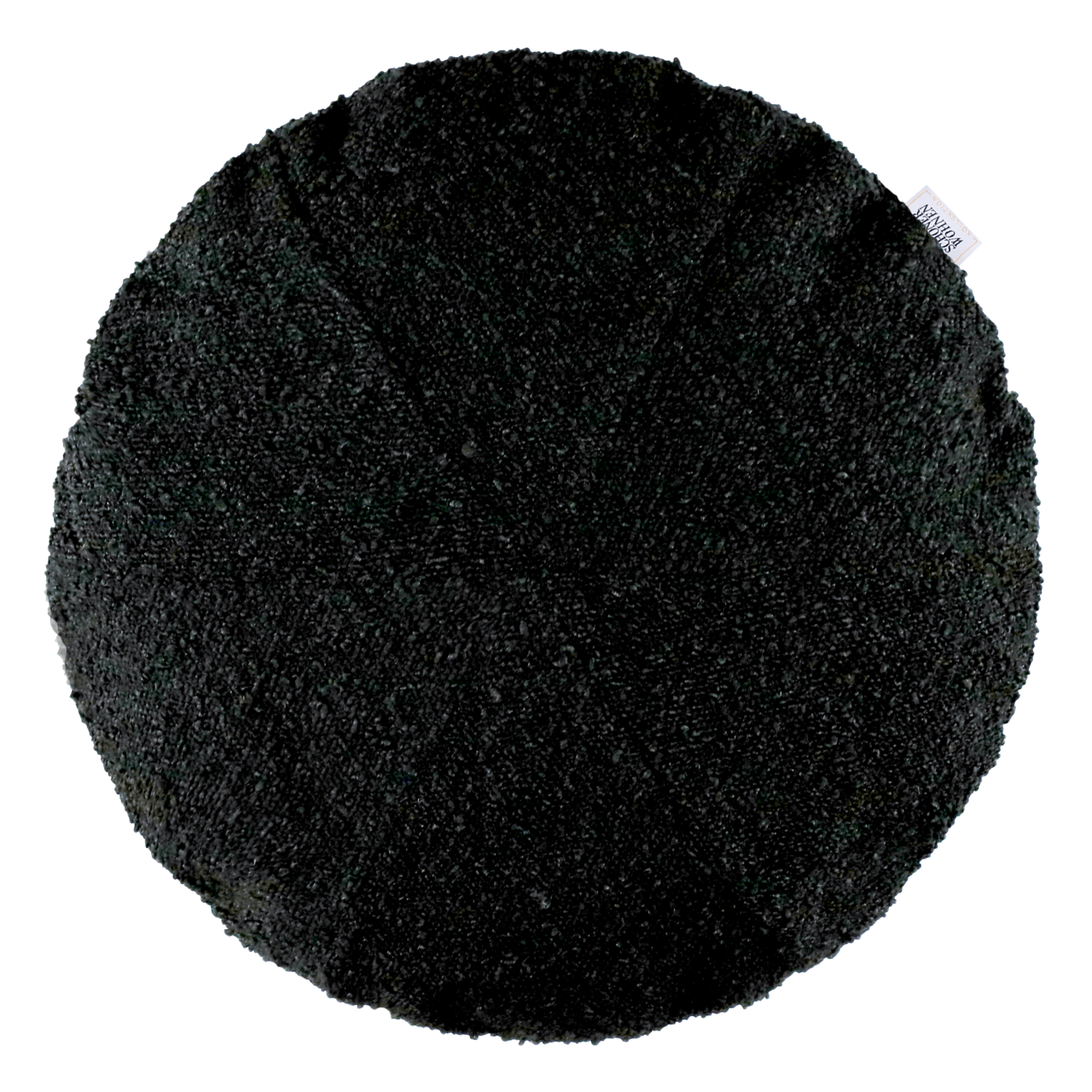 Schöner Wohnen Zierkissen BAY Rundes, schwarzes Zierkissen aus grobem Stoff, von oben betrachtet.