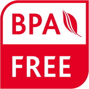 BPA-frei Logo in Rot und Weiß, Vorderansicht