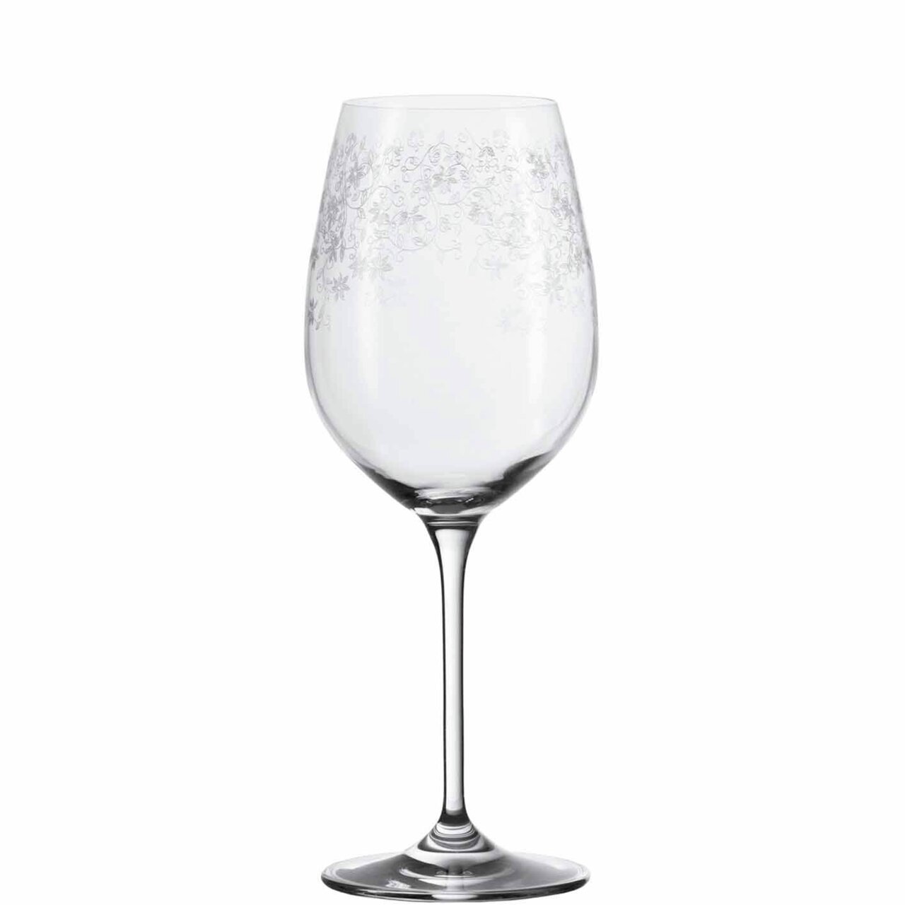 Elegantes Weissweinglas Chateau mit filigranem Muster, seitliche Ansicht