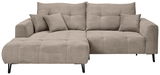Beige Ecksofa mit Ottomane links, Vorderansicht