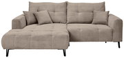 Beige Ecksofa mit Ottomane links, Vorderansicht