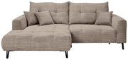 Beige Ecksofa mit Ottomane links, Vorderansicht