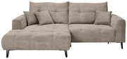 Beige Ecksofa mit Ottomane links, Vorderansicht