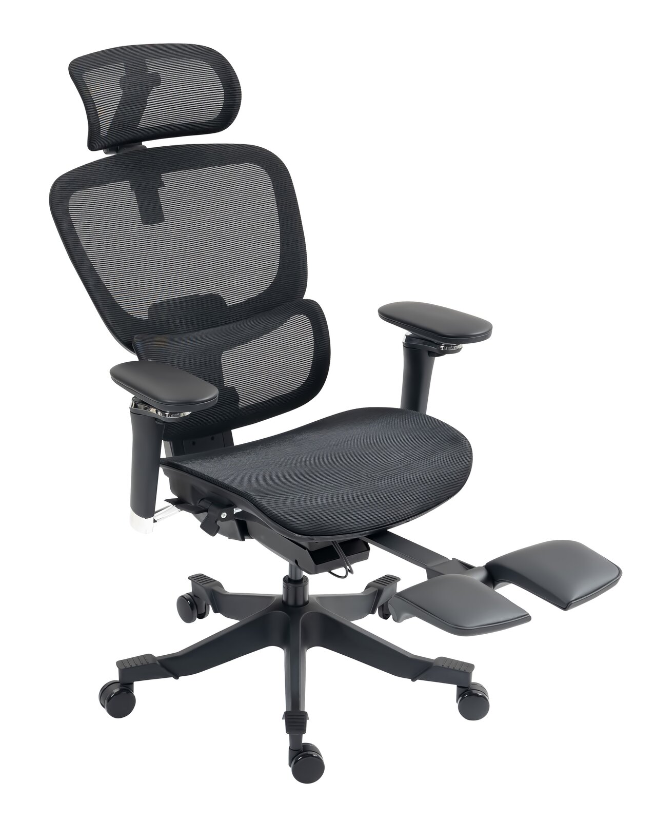 Ergonomischer Drehstuhl Novel DOMINIC mit Netzrückenlehne und verstellbarer Kopfstütze, seitliche Perspektive