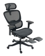 Ergonomischer Drehstuhl Novel DOMINIC mit Netzrückenlehne und verstellbarer Kopfstütze, seitliche Perspektive