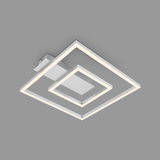 Moderne LED-Deckenleuchte in Aluminium mit quadratischem Design, seitliche Perspektive