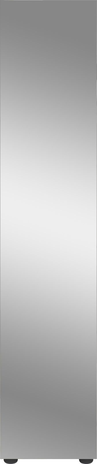 Frontansicht eines modernen, silbernen Regals mit glatter Oberfläche