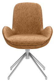 Moderner Armlehnstuhl in Braun mit Metallgestell, Frontalansicht