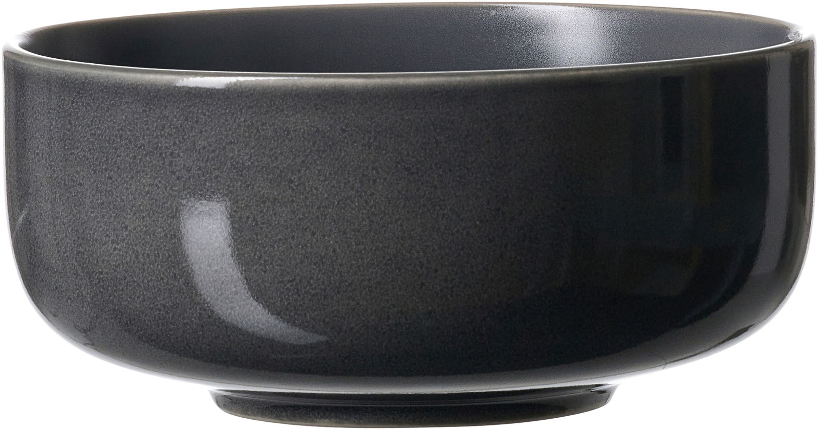 Dunkle Müslischale aus Keramik, seitliche Perspektive
