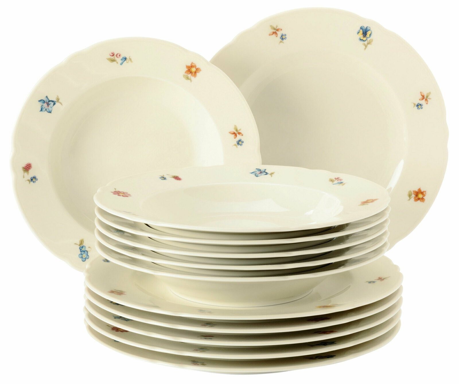 Seltmann Weiden Tafel Set 12-tlg MARIE LUISE Tafelset Marie-Luise 12-tlg. mit floralem Muster, seitliche Perspektive