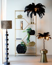 Vase Deko PHYLIA mat, goldene Vase auf einem Regal, seitliche Perspektive