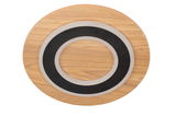 Runde LED-Deckenleuchte aus Holz mit schwarzem und transparentem Ring, Ansicht von oben