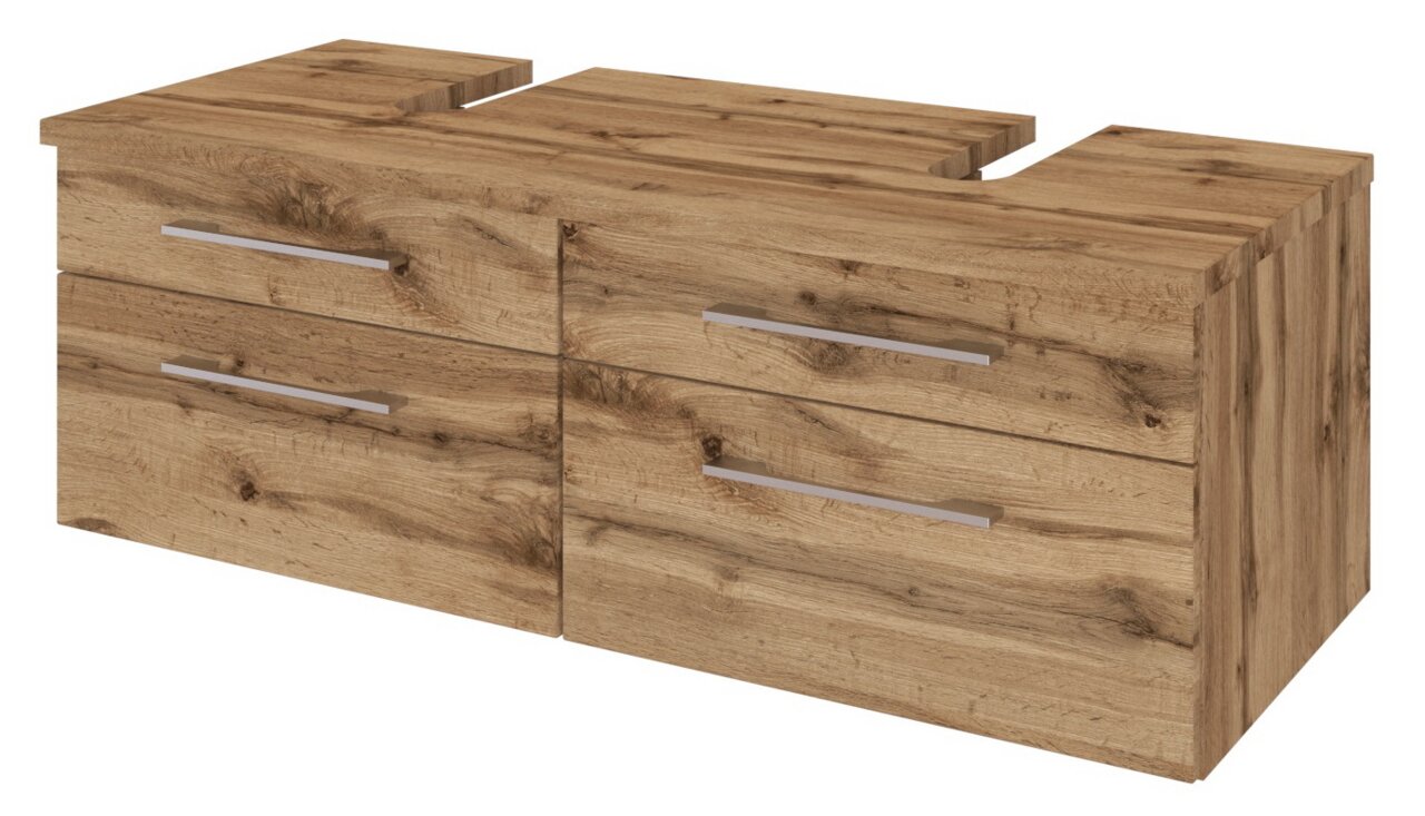 Waschbeckenunterschrank aus Holz mit vier Schubladen, Frontansicht