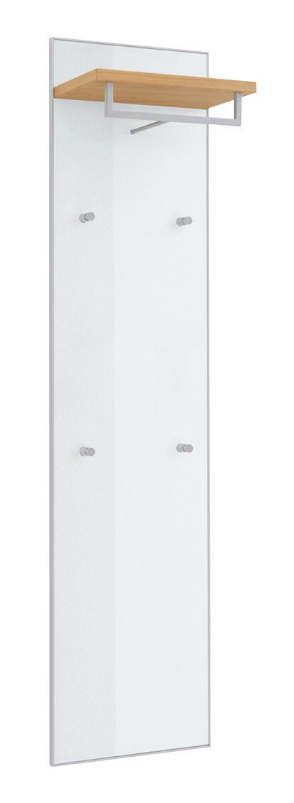 VOSS Garderobenpaneel schmal VORTINA Schmales Garderobenpaneel mit Holzablage und Haken, seitliche Perspektive