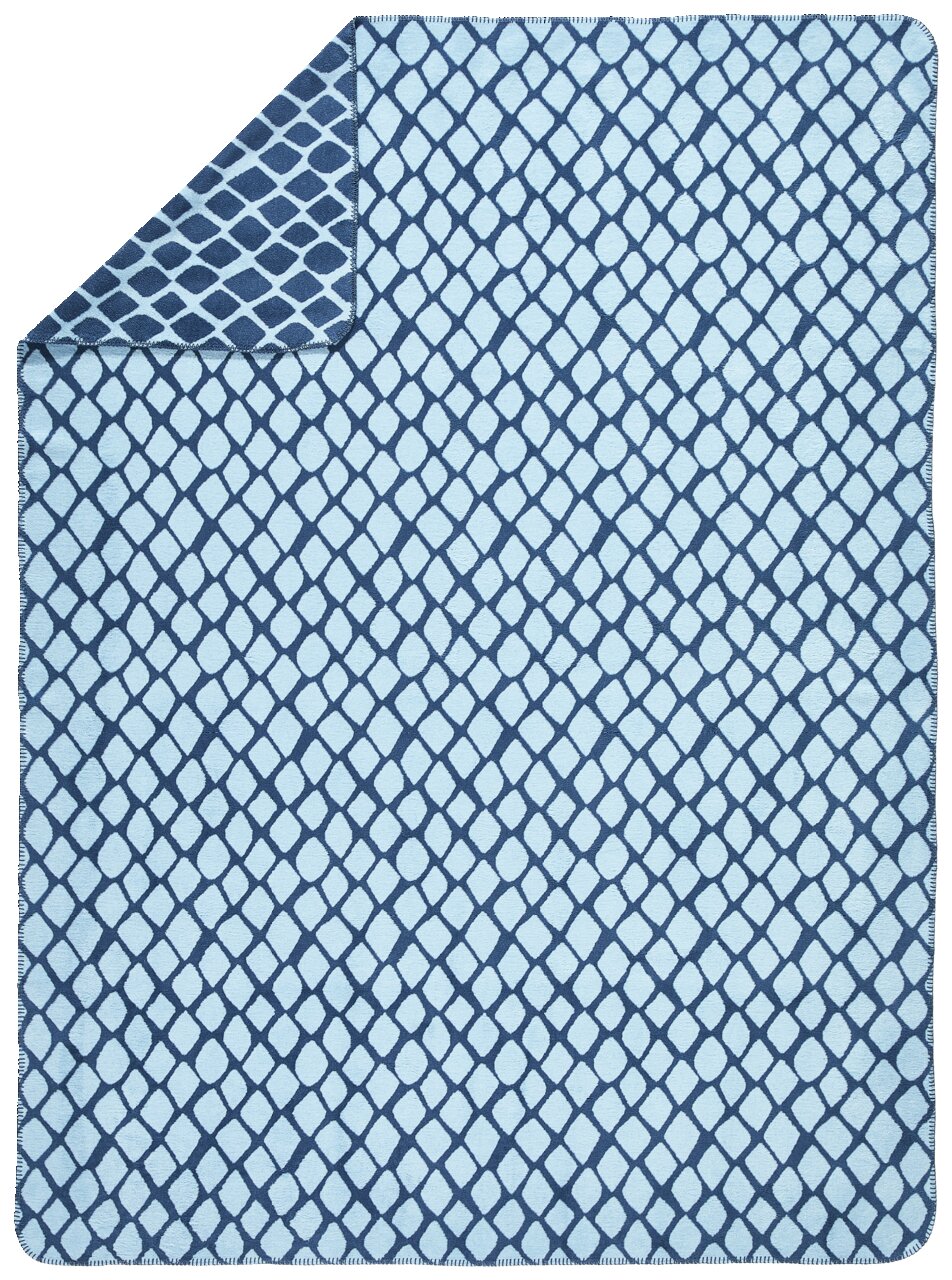 Wohndecke mit blauem Rautenmuster, Draufsicht