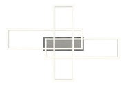 Moderne LED-Deckenleuchte mit geometrischem Design, Ansicht von vorne.