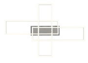 Moderne LED-Deckenleuchte mit geometrischem Design, Ansicht von vorne.