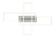 Moderne LED-Deckenleuchte mit geometrischem Design, Ansicht von vorne.