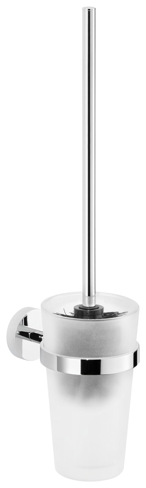 Tesa WC- Bürstengarnitur EXXCELLENT Wandmontierte WC-Bürstengarnitur aus Edelstahl und satiniertem Glas, seitliche Perspektive