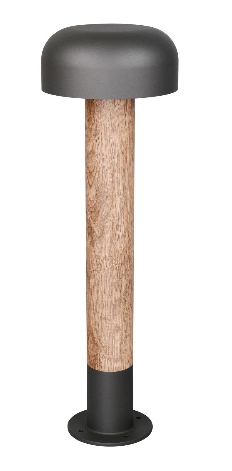 Trio Leuchten LED-Pollerleuchte FRASER LED-Pollerleuchte mit modernem Design, Holzoptik und schwarzem Metallfuß, seitliche Perspektive