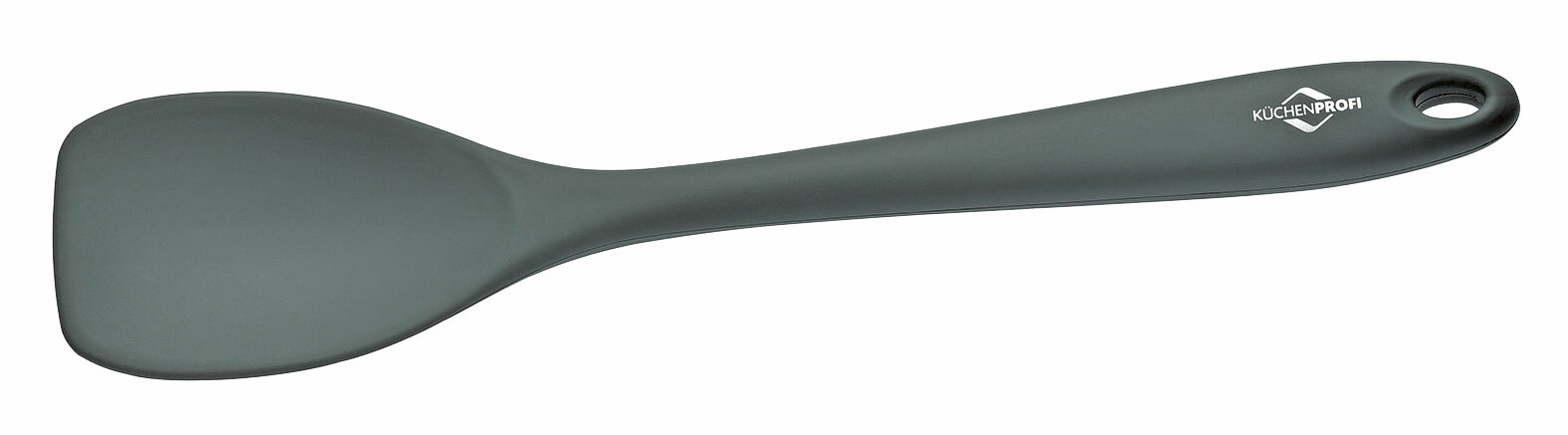 Grauer Universallöffel aus Kunststoff, seitliche Ansicht