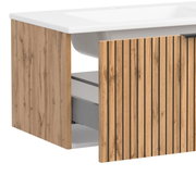 Waschtisch-Set 80 cm mit Holzoptik, seitliche Perspektive