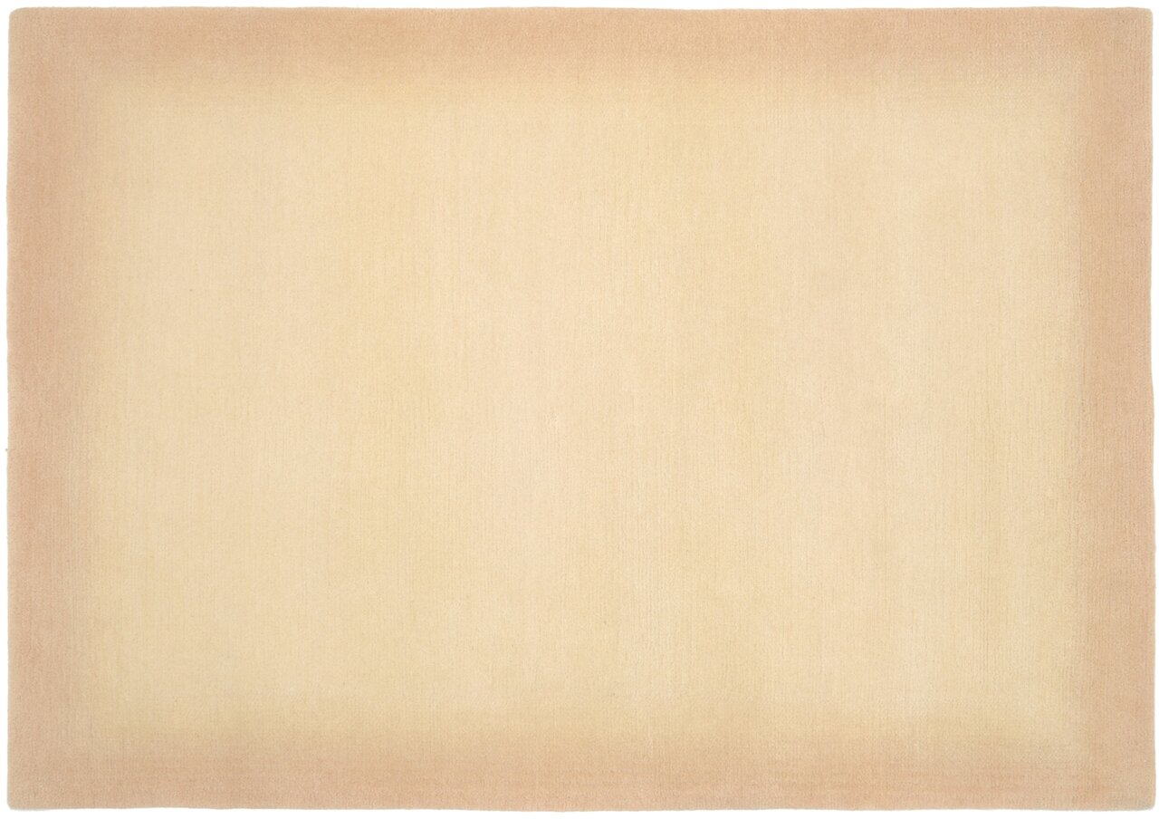 Beige Wollteppich in Draufsicht
