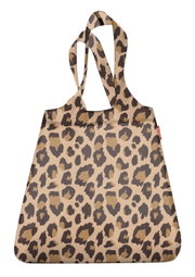 Boodschappentas met luipaardprint, gezien van voren, met twee hengsels.