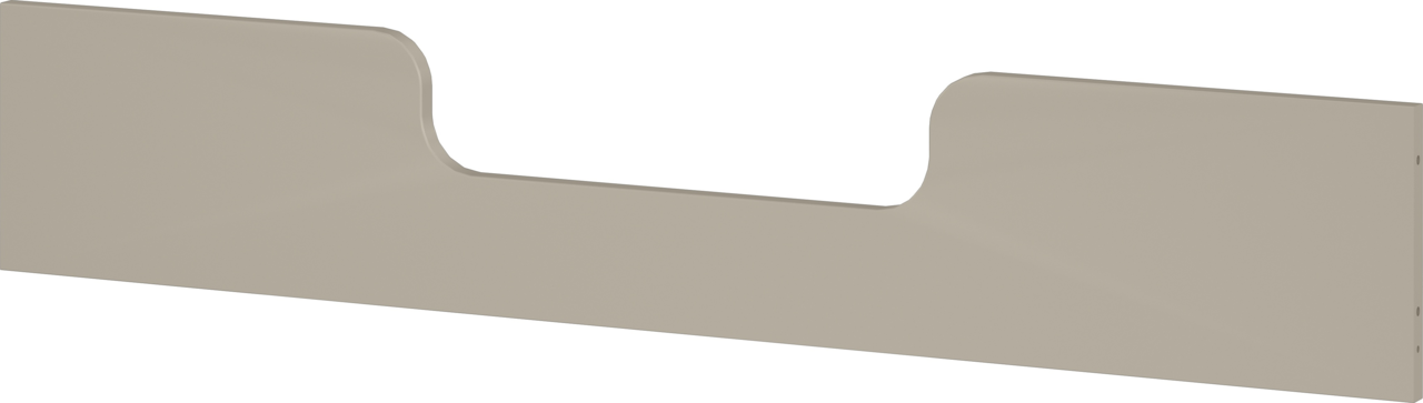 Hohe Umbauseite in seitlicher Perspektive, beige, mit Aussparung in der Mitte