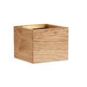 Holz-Wandleuchte in Würfelform, seitliche Perspektive