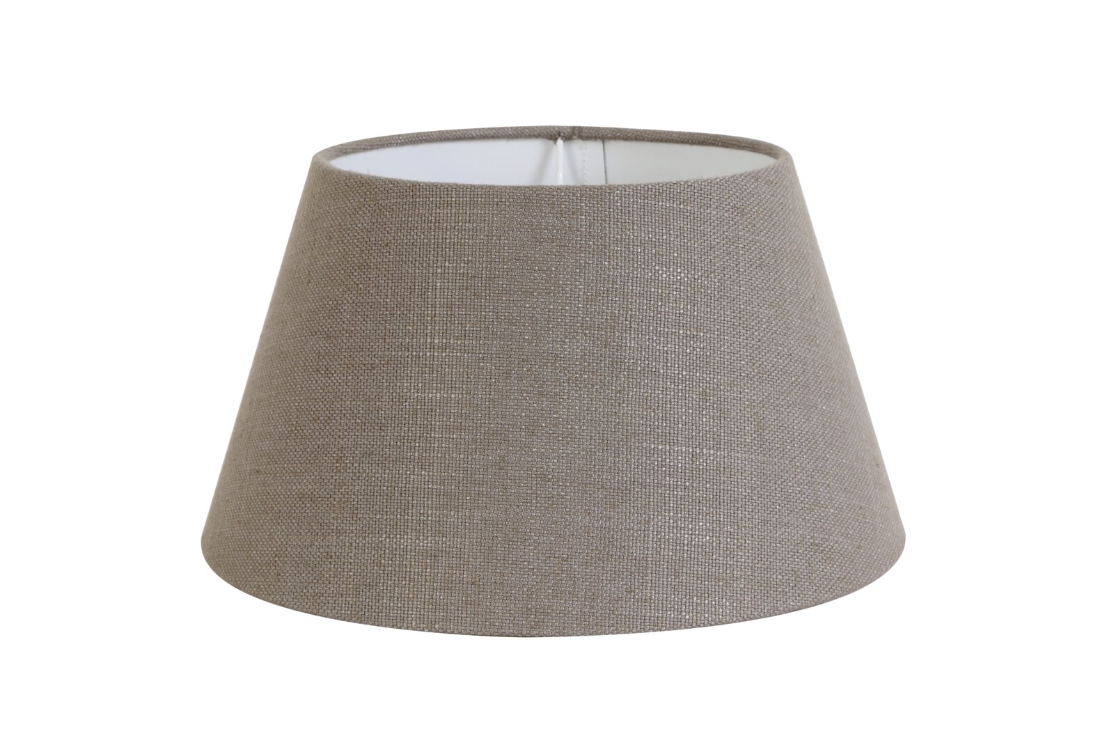 Runder Lampenschirm aus Stoff in Beige, seitliche Perspektive
