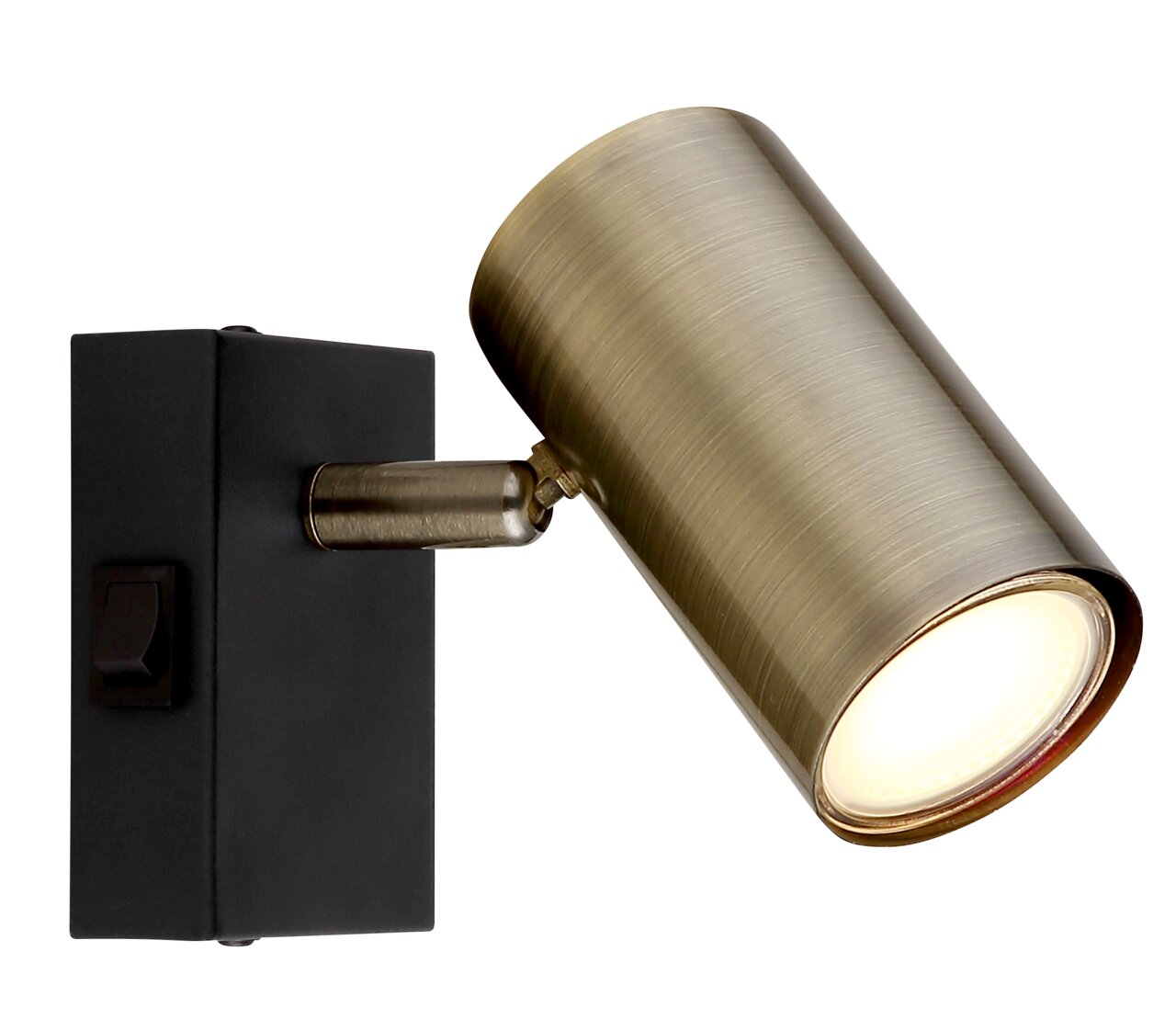 Globo Lighting Strahler ROBBY Strahler in Altmessing mit rechteckiger Wandhalterung, seitliche Perspektive