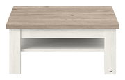 Moderner Couchtisch mit Holzoptik, frontal betrachtet