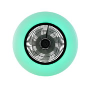 Deckenventilator mit grünem LED-Licht, Ansicht von unten