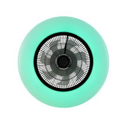 Deckenventilator mit grünem LED-Licht, Ansicht von unten