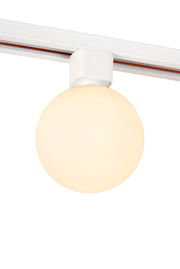 Weißer Strahler TYCHO mit kugelförmigem Glas, seitliche Perspektive