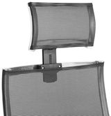 Rückansicht eines Bürostuhls mit Netzrückenlehne und verstellbarer Kopfstütze