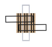 Moderne LED-Deckenleuchte mit geometrischem Design aus Holz und Metall, Draufsicht