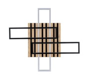 Moderne LED-Deckenleuchte mit geometrischem Design aus Holz und Metall, Draufsicht