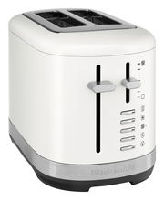 Weißer 2-Scheiben-Toaster mit manueller Steuerung, seitliche Ansicht