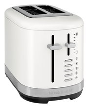 Weißer 2-Scheiben-Toaster mit manueller Steuerung, seitliche Ansicht