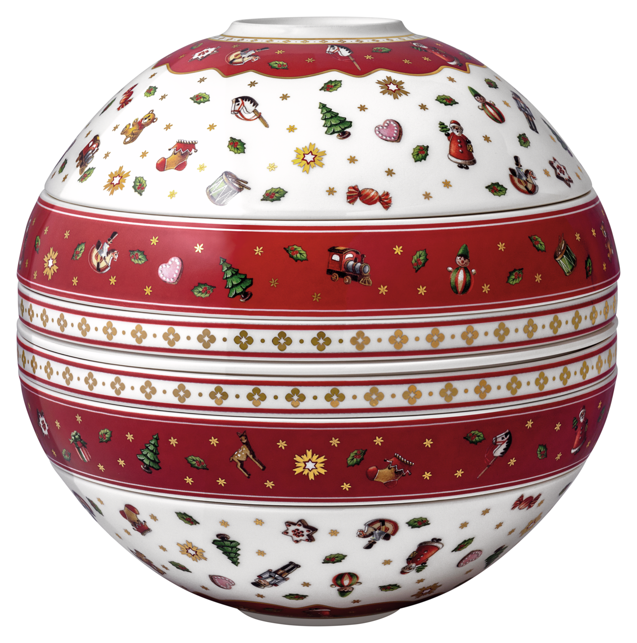 Keramikkugel mit weihnachtlichen Motiven, seitliche Perspektive